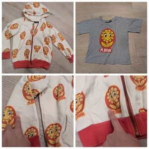 8-9Y mini Rodini bundle flower T-shirt and fleece sweatshirt jacket
